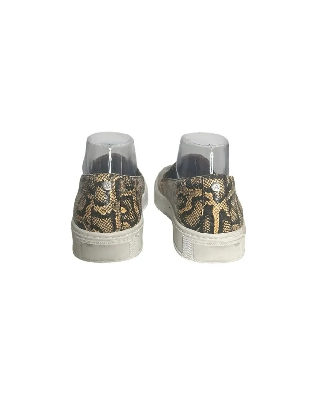 Aquatalia Onida Snake Print Leather Slip-On Sneakers in Caramel Women’s Size 9.5